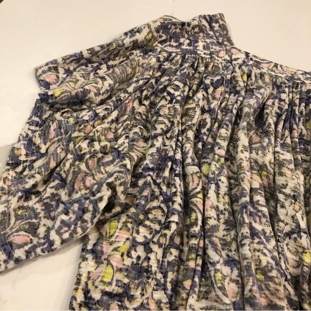Free People Floral Sunsetter Boho Cottagecore Blouse Top Sz S Colorful Festival - Picture 7 of 14